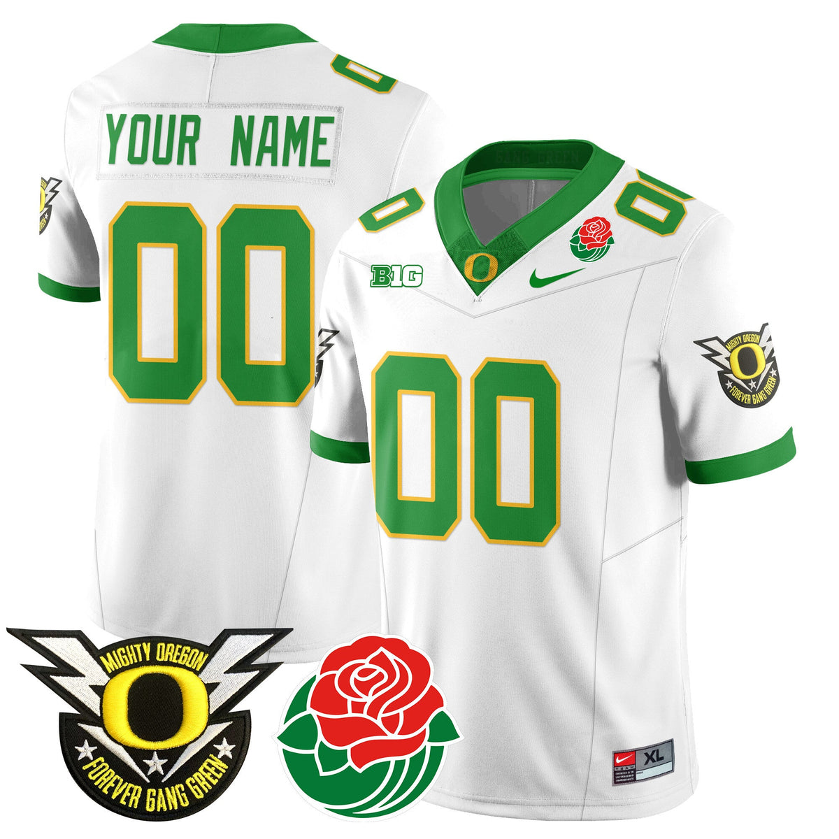 Custom Name/Gender Oregon Ducks 2024 Rose Bowl Jersey N2 - All Stitched 412VTHNJS003 - image 3