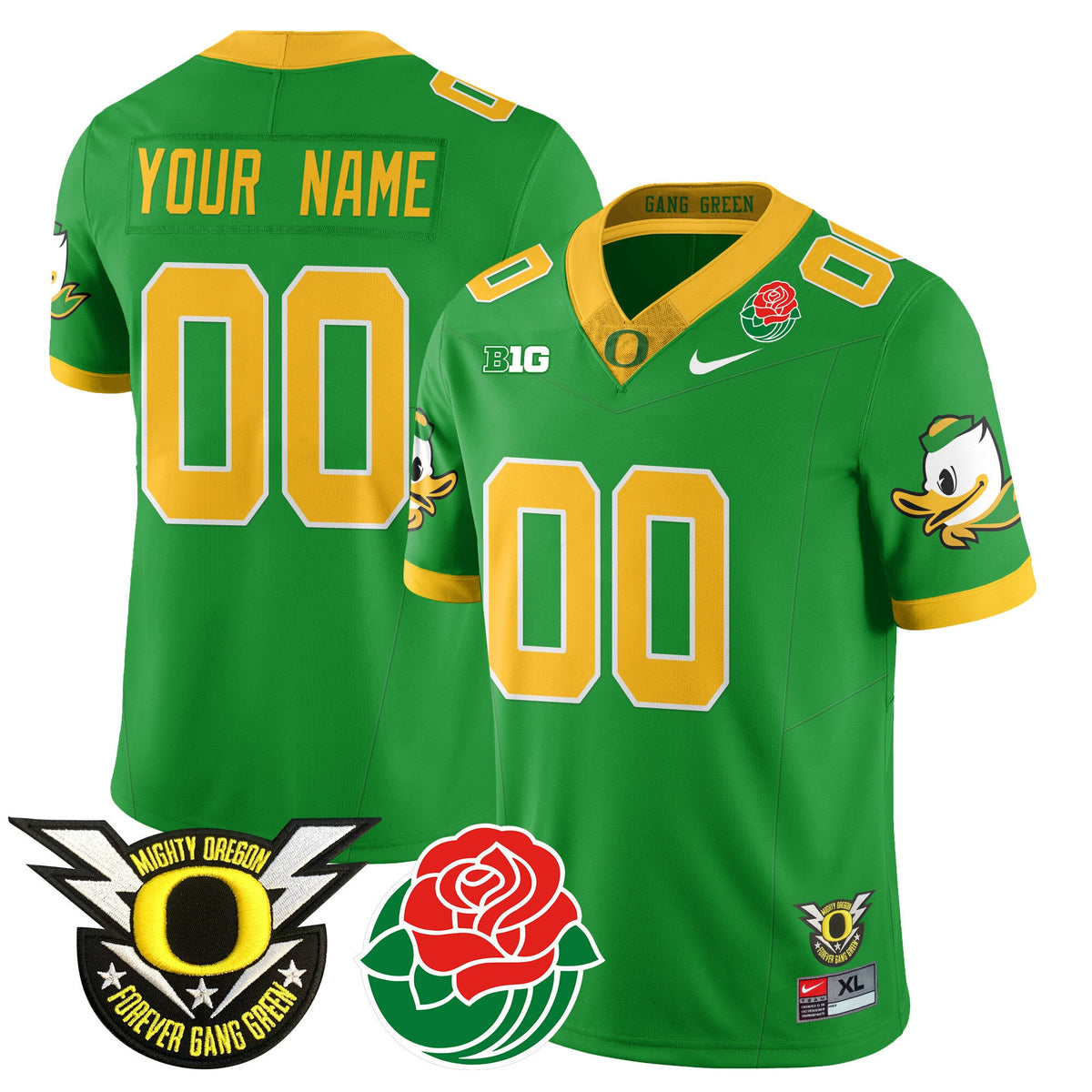 Custom Name/Gender Oregon Ducks 2024 Rose Bowl Jersey N1 - All Stitched 412VTHNJS003 - image 3