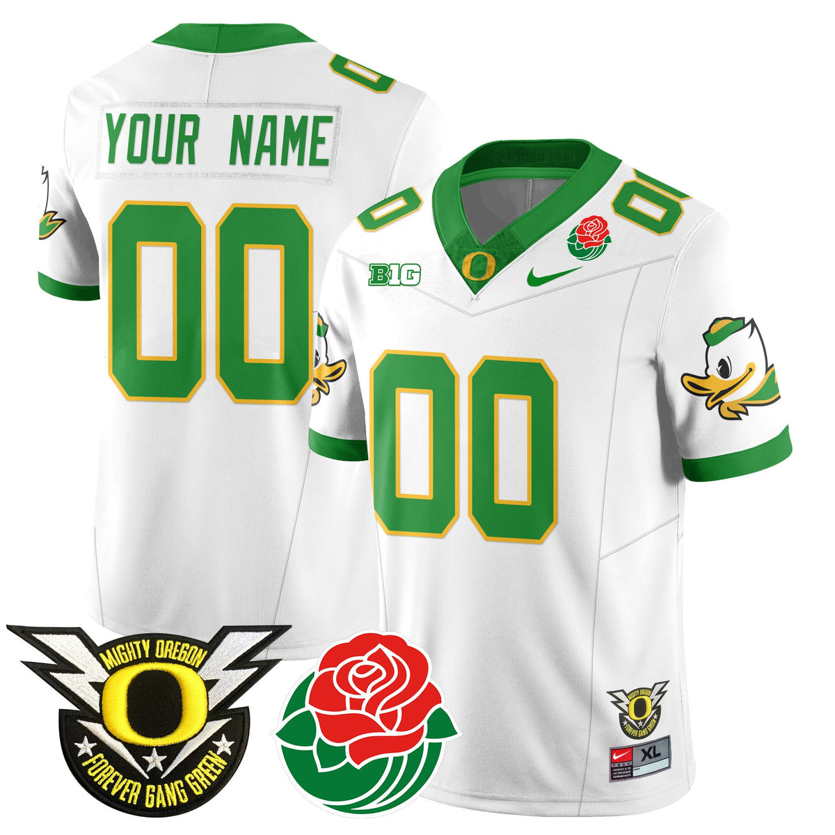 Custom Name/Gender Oregon Ducks 2024 Rose Bowl Jersey N1 - All Stitched 412VTHNJS003 - image 1