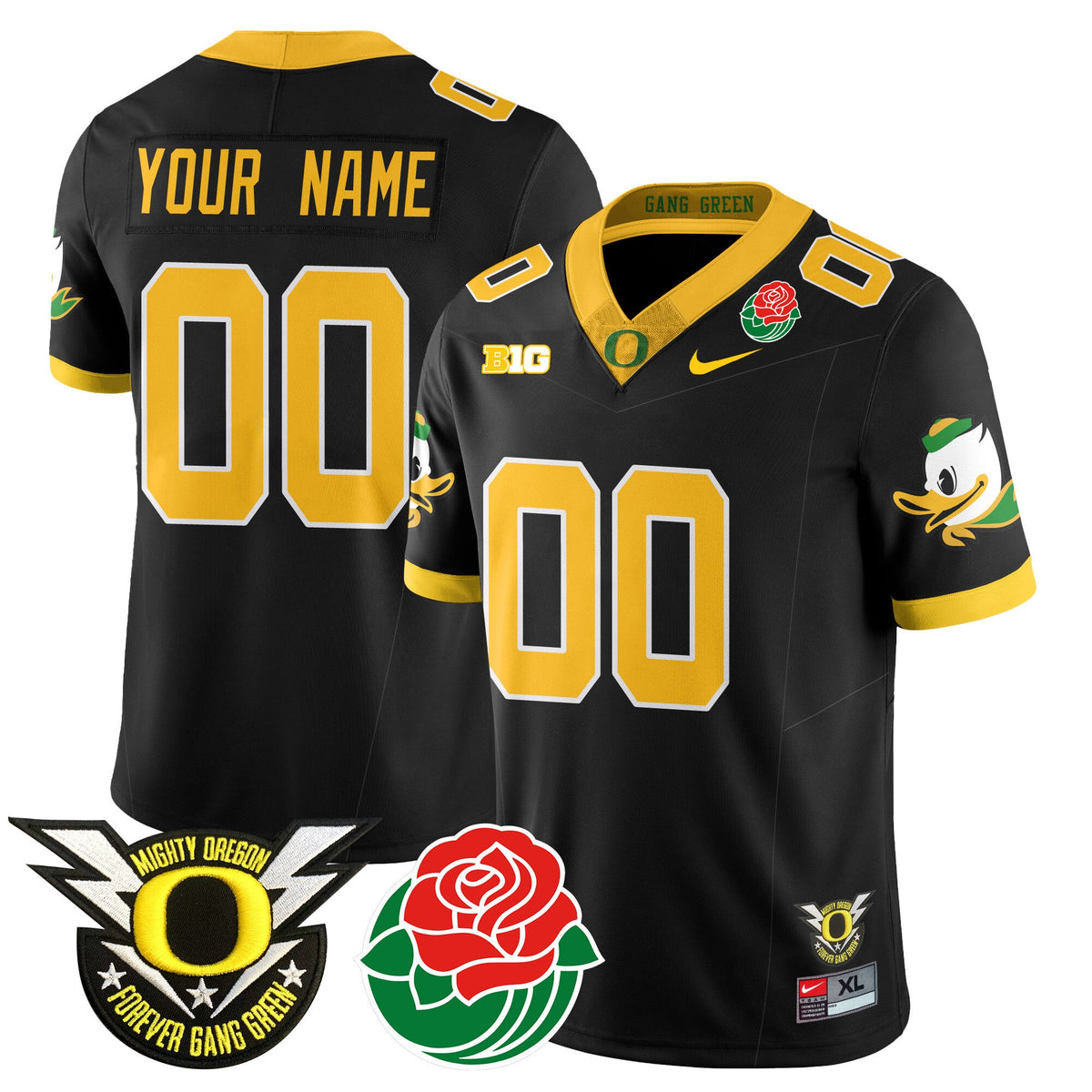 Custom Name/Gender Oregon Ducks 2024 Rose Bowl Jersey N1 - All Stitched 412VTHNJS003 - image 2