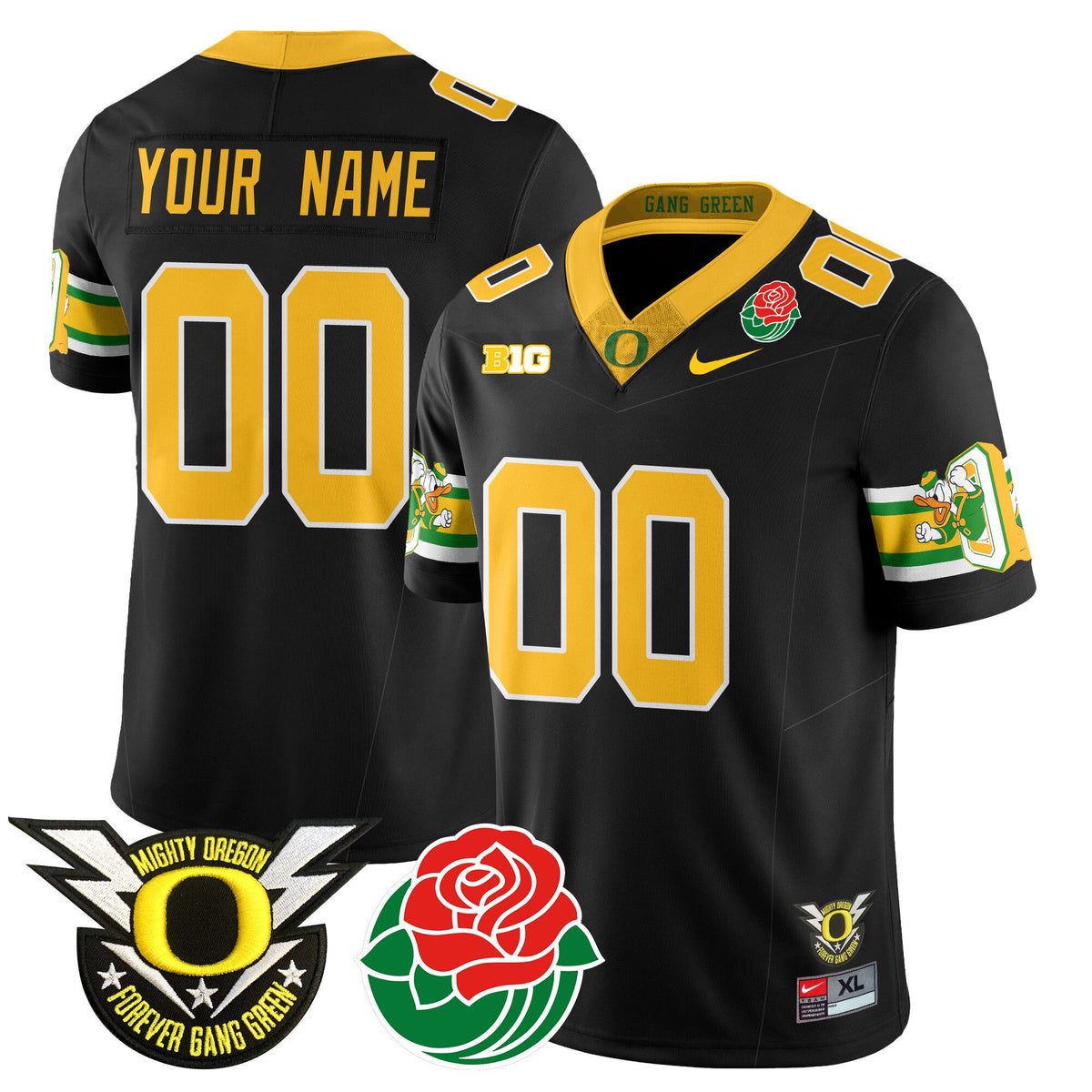 Custom Name/Gender Oregon Ducks 2024 Rose Bowl Jersey - All Stitched 412VTHNJS003 - image 2