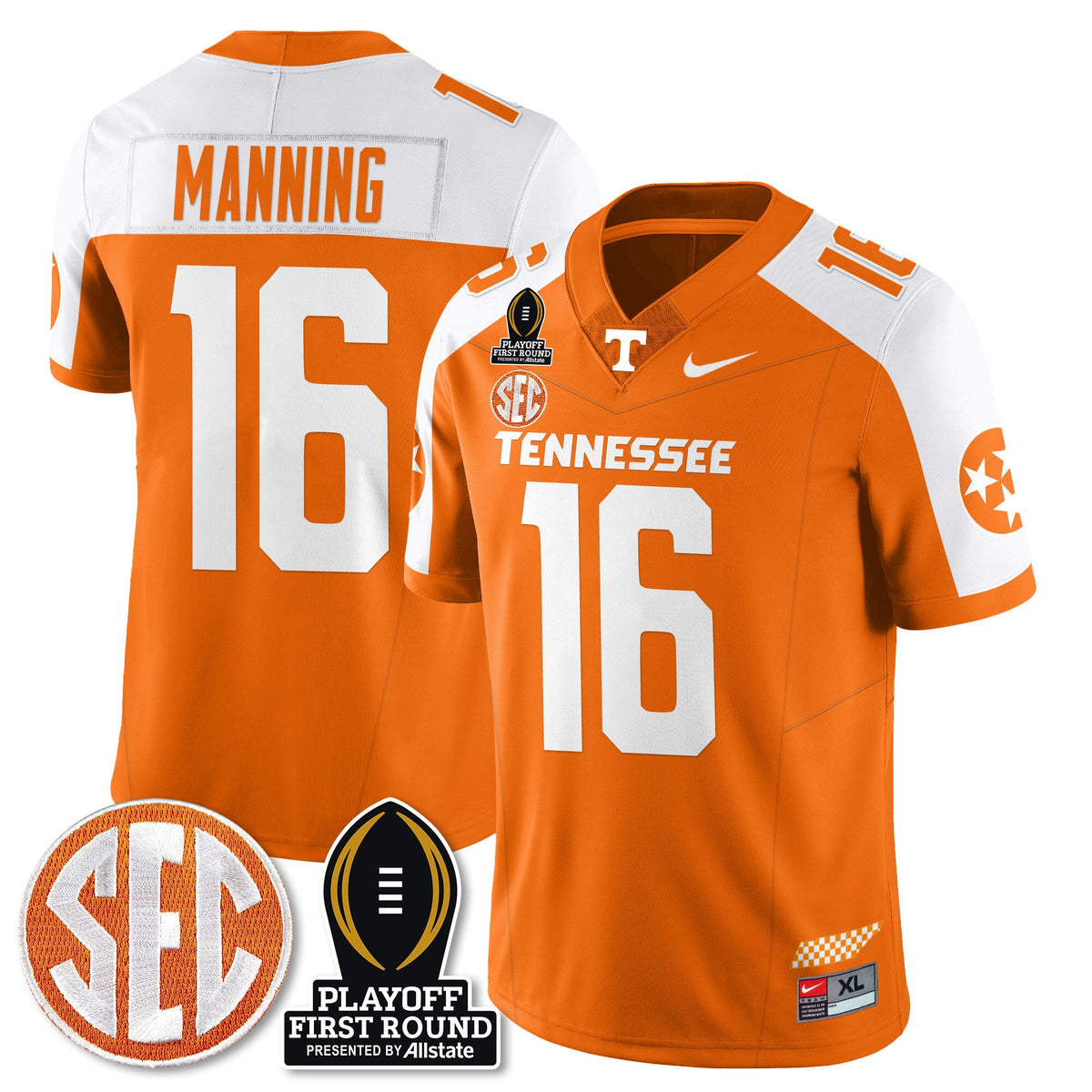 Men's Tennessee Volunteers Football Jersey - Playoff First Round Patch - All Stitched - image 14
