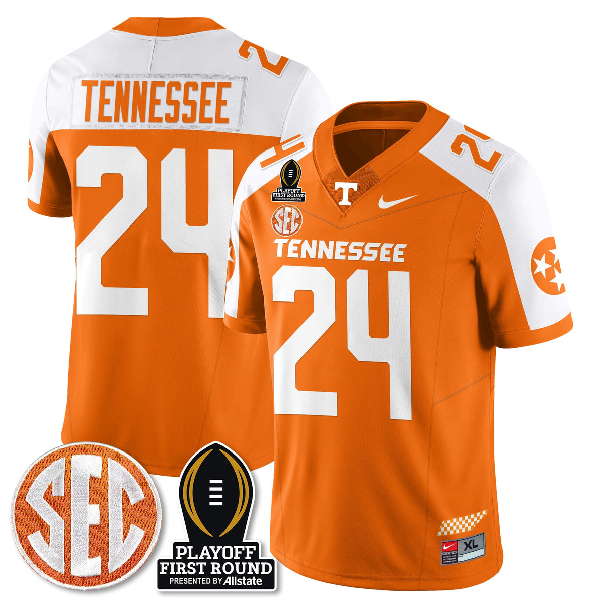 Men's Tennessee Volunteers Football Jersey - Playoff First Round Patch - All Stitched - image 20