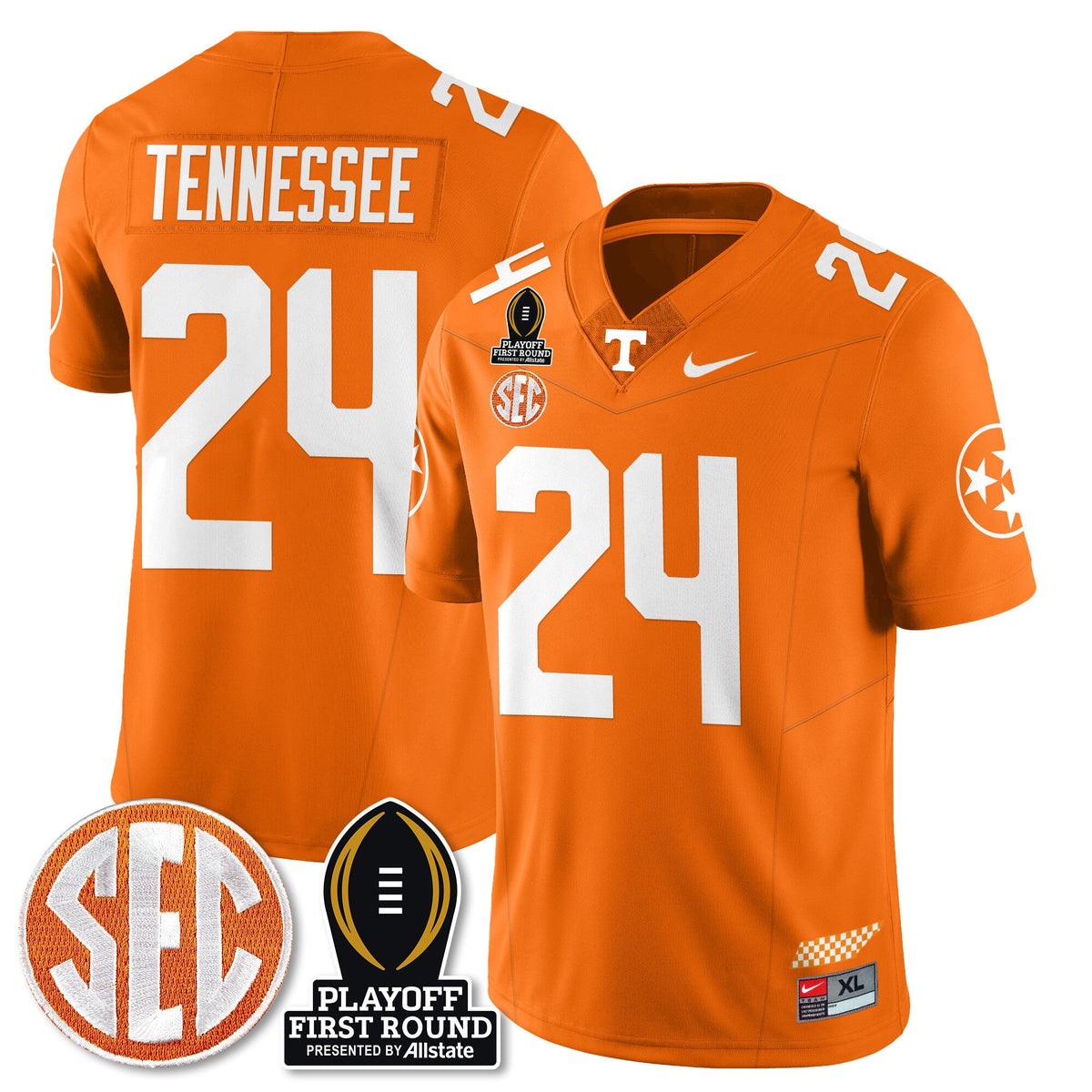 Men's Tennessee Volunteers Football Jersey - Playoff First Round Patch - All Stitched - image 22