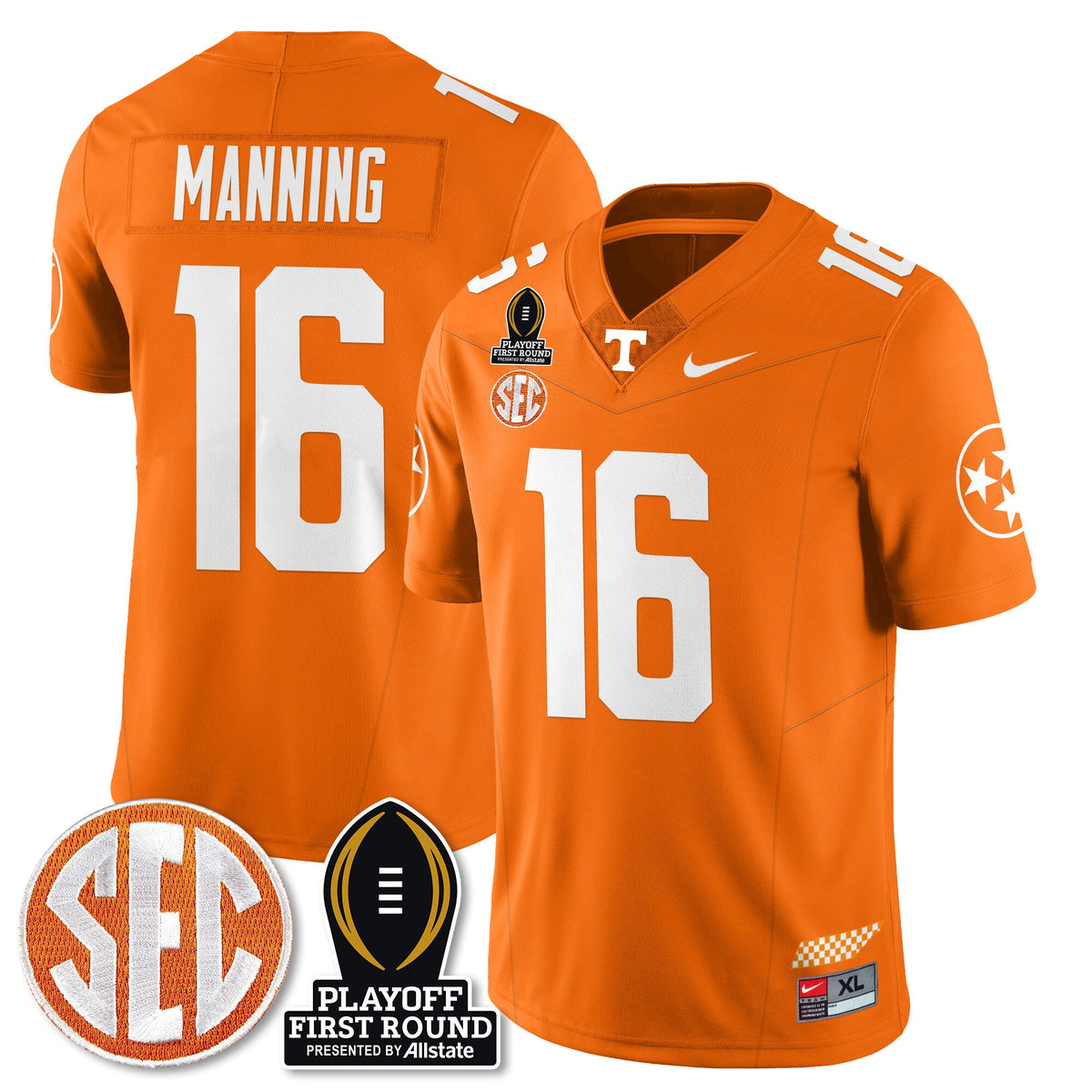 Men's Tennessee Volunteers Football Jersey - Playoff First Round Patch - All Stitched - image 25