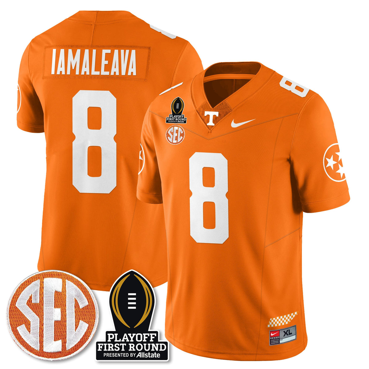 Men's Tennessee Volunteers Football Jersey - Playoff First Round Patch - All Stitched - image 18