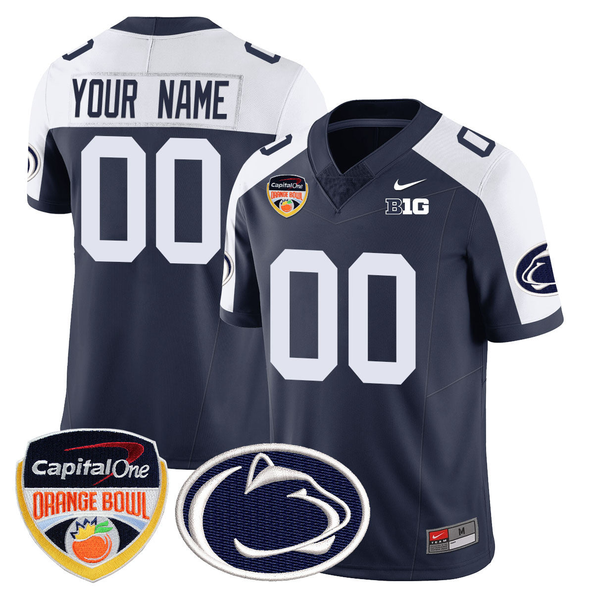 Custom Gender/Name Penn State Nittany Lions 2024 Orange Bowl Jersey - All Stitched - image 2