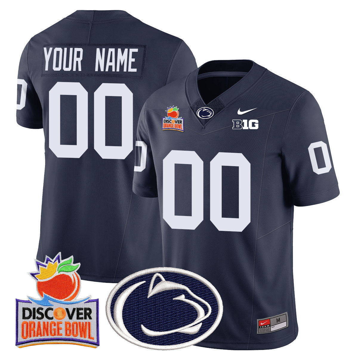 Custom Gender/Name Penn State Nittany Lions 2024 Orange Bowl Jersey N1 - All Stitched - image 4
