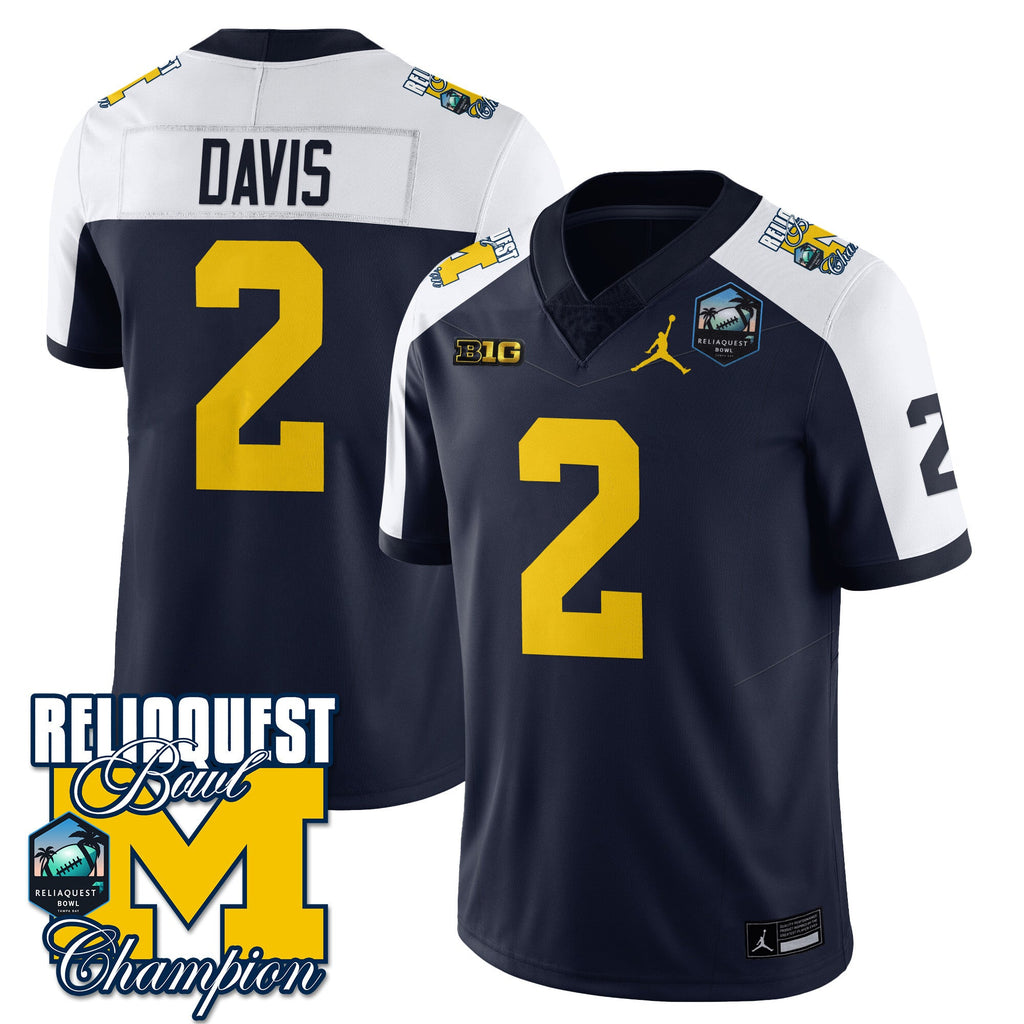 Men's Michigan Wolverines 2024 ReliaQuest Bowl Champions Jersey - All Stitched - image 2