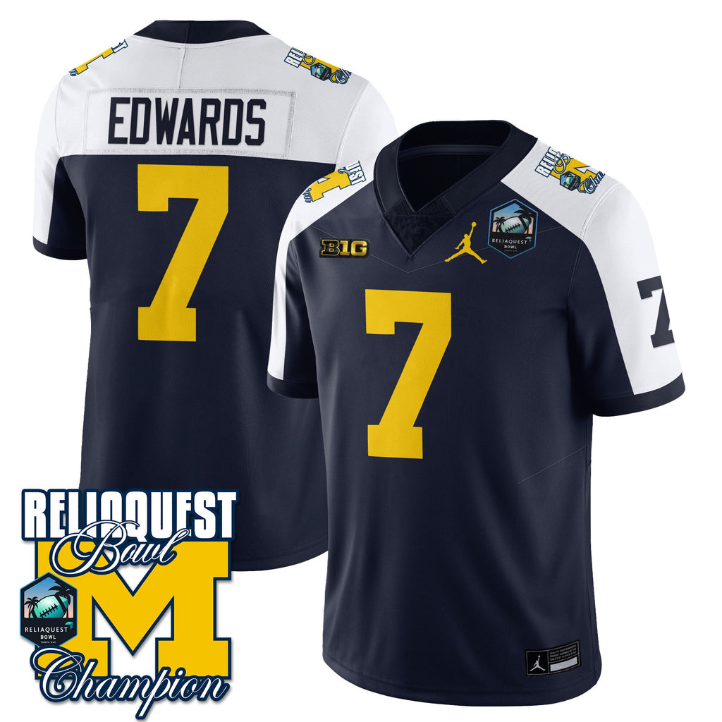 Men's Michigan Wolverines 2024 ReliaQuest Bowl Champions Jersey - All Stitched - image 4