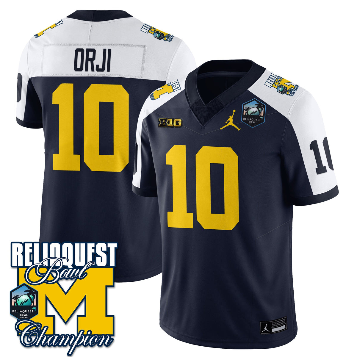 Men's Michigan Wolverines 2024 ReliaQuest Bowl Champions Jersey - All Stitched - image 1