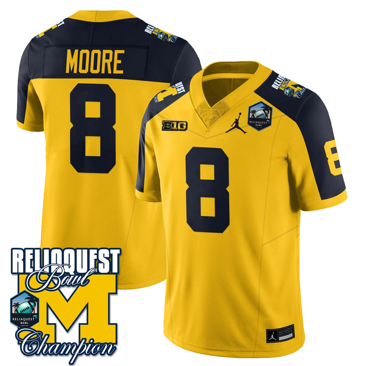 Men's Michigan Wolverines 2024 ReliaQuest Bowl Champions Jersey - All Stitched - image 22