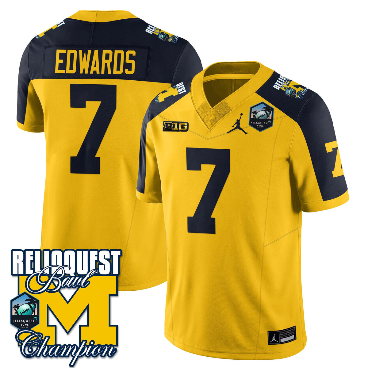 Men's Michigan Wolverines 2024 ReliaQuest Bowl Champions Jersey - All Stitched - image 21