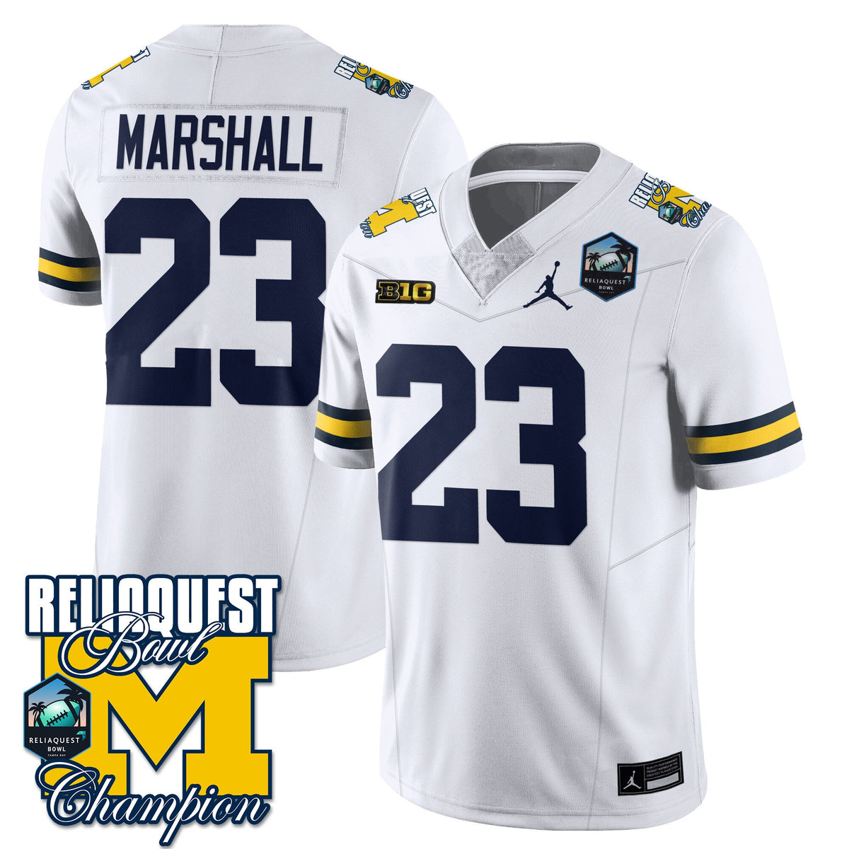 Men's Michigan Wolverines 2024 ReliaQuest Bowl Champions Jersey - All Stitched - image 27
