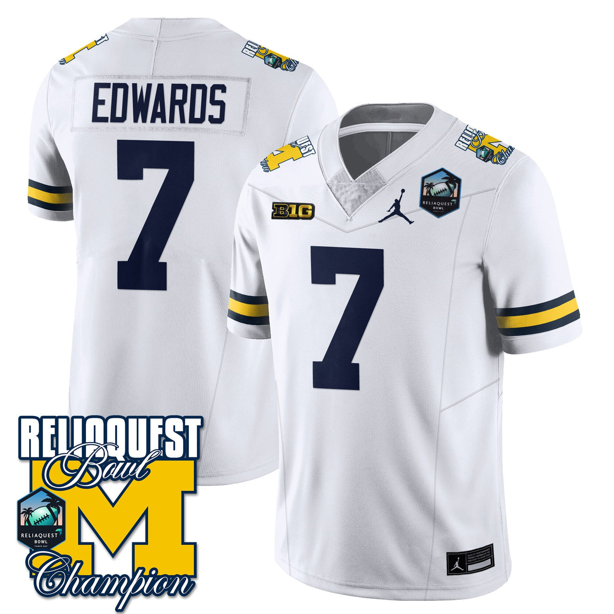 Men's Michigan Wolverines 2024 ReliaQuest Bowl Champions Jersey - All Stitched - image 29