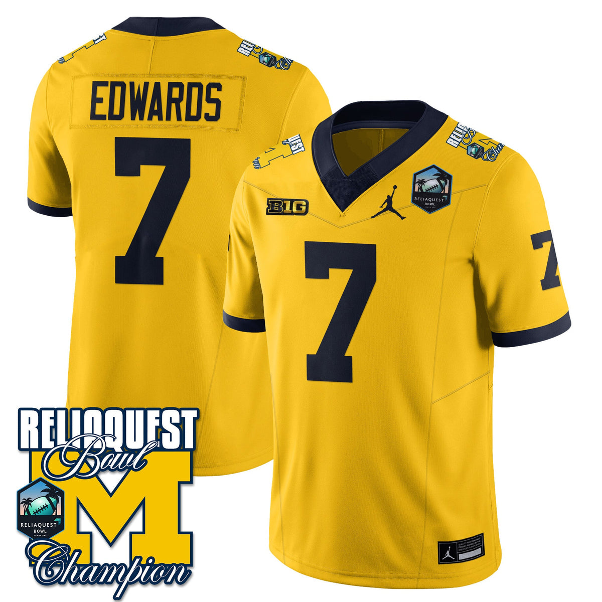 Men's Michigan Wolverines 2024 ReliaQuest Bowl Champions Jersey - All Stitched - image 36