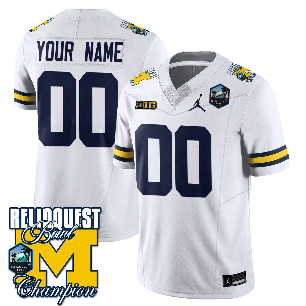 Custom Gender/Name Michigan Wolverines 2024 ReliaQuest Bowl Champions Jersey - All Stitched - image 4