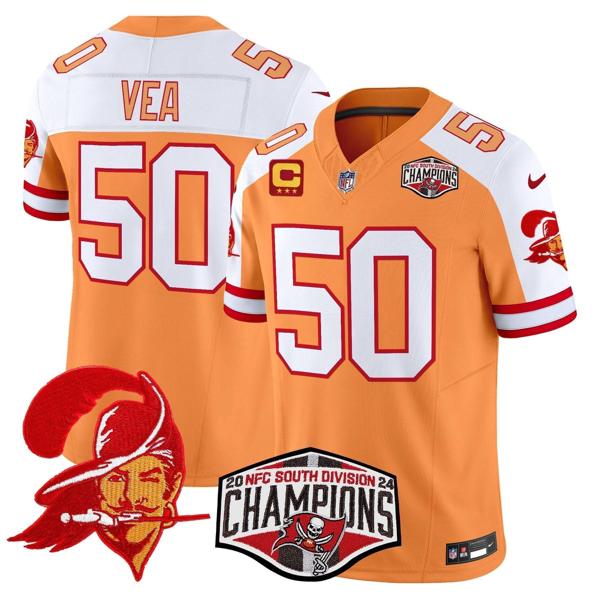 TBB Creamsicle 2024 NFC South Division Champions Patch Vapor Limited Jersey - image 6