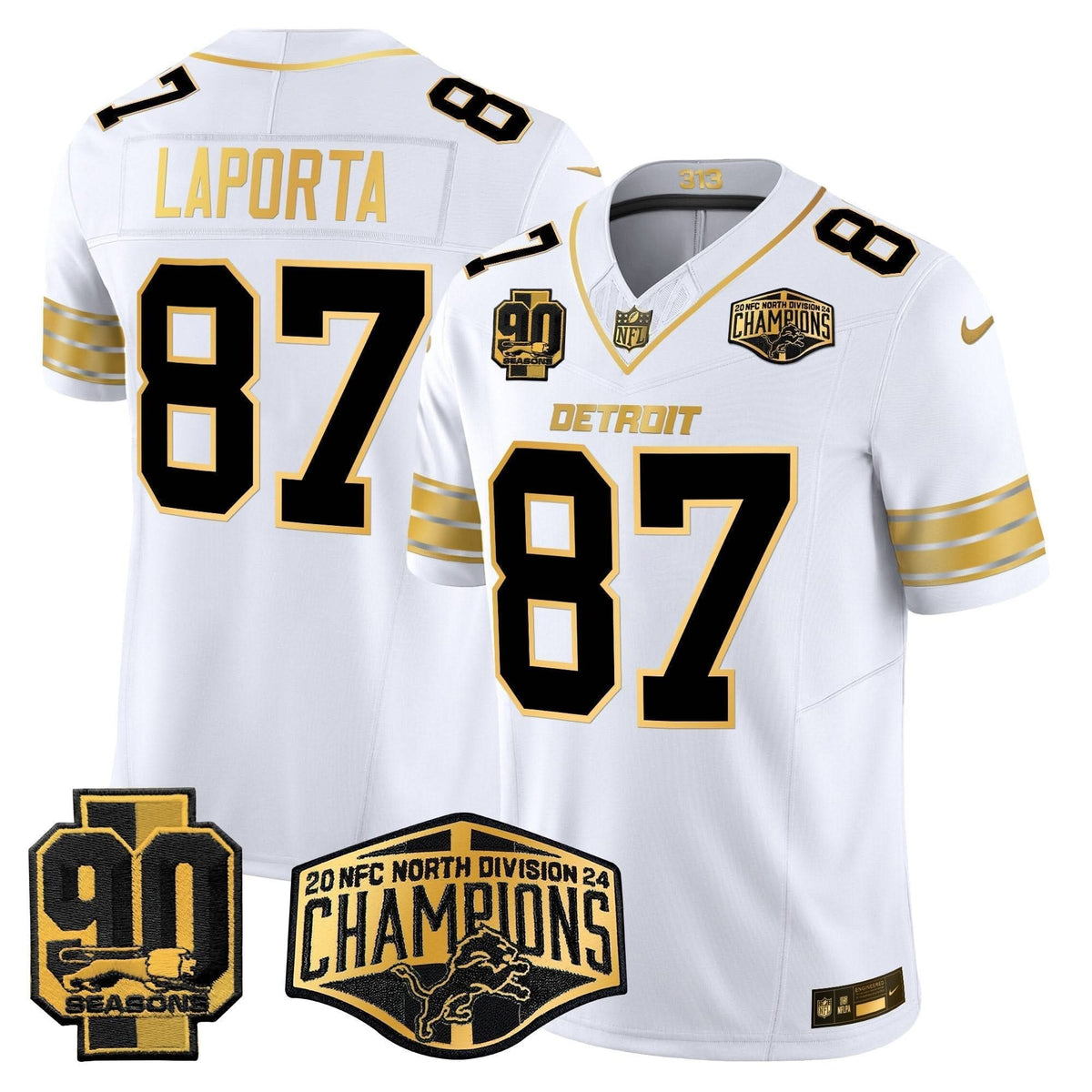 DET 2024 NFC North Division Champions Patch Gold Vapor Limited Jersey - image 14