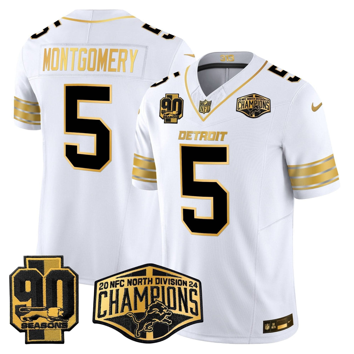 DET 2024 NFC North Division Champions Patch Gold Vapor Limited Jersey - image 12