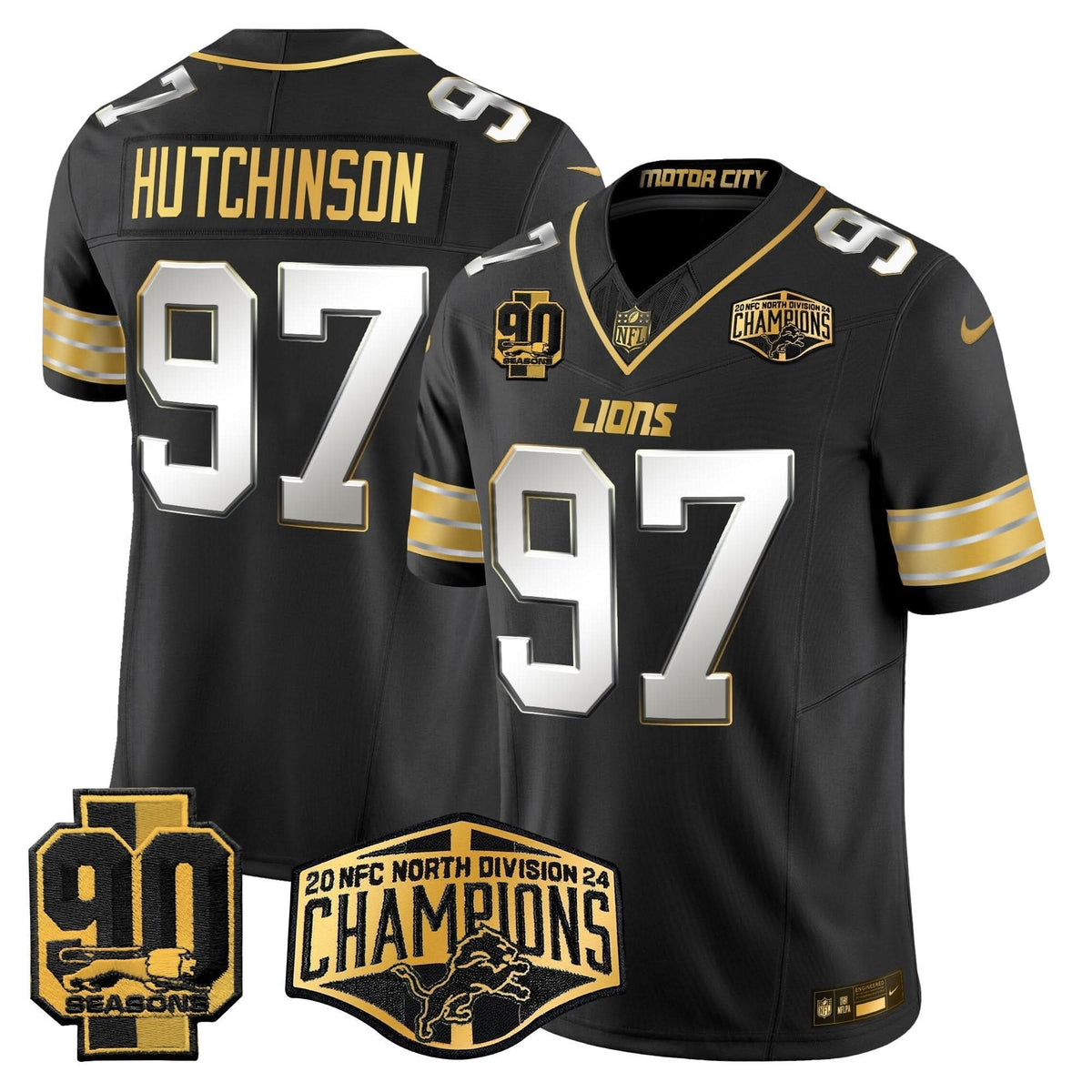 DET 2024 NFC North Division Champions Patch Gold Vapor Limited Jersey - image 26