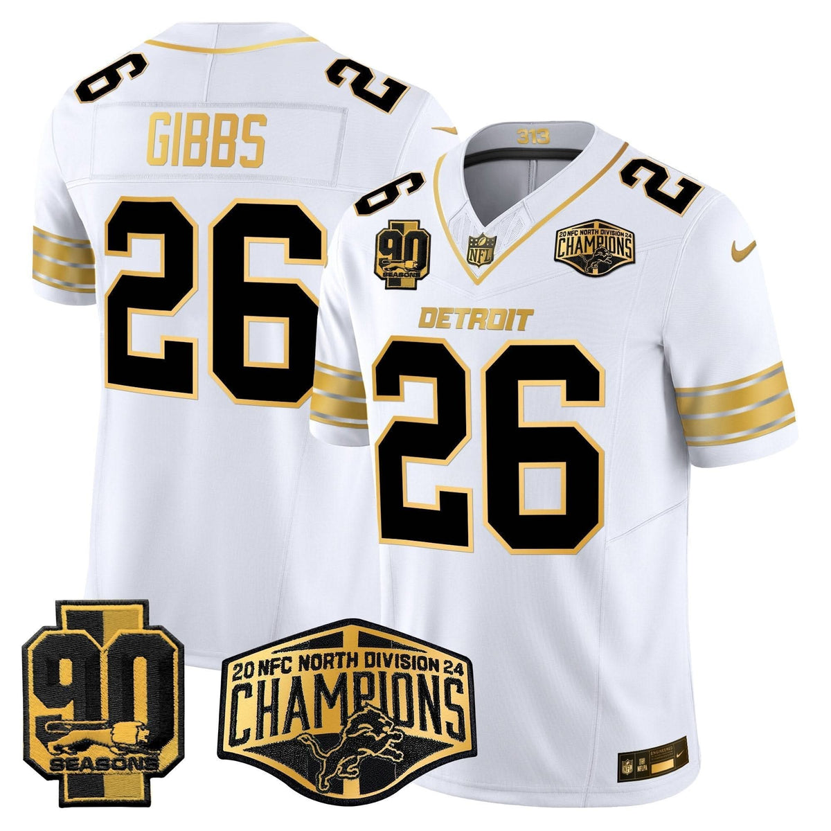 DET 2024 NFC North Division Champions Patch Gold Vapor Limited Jersey - image 15