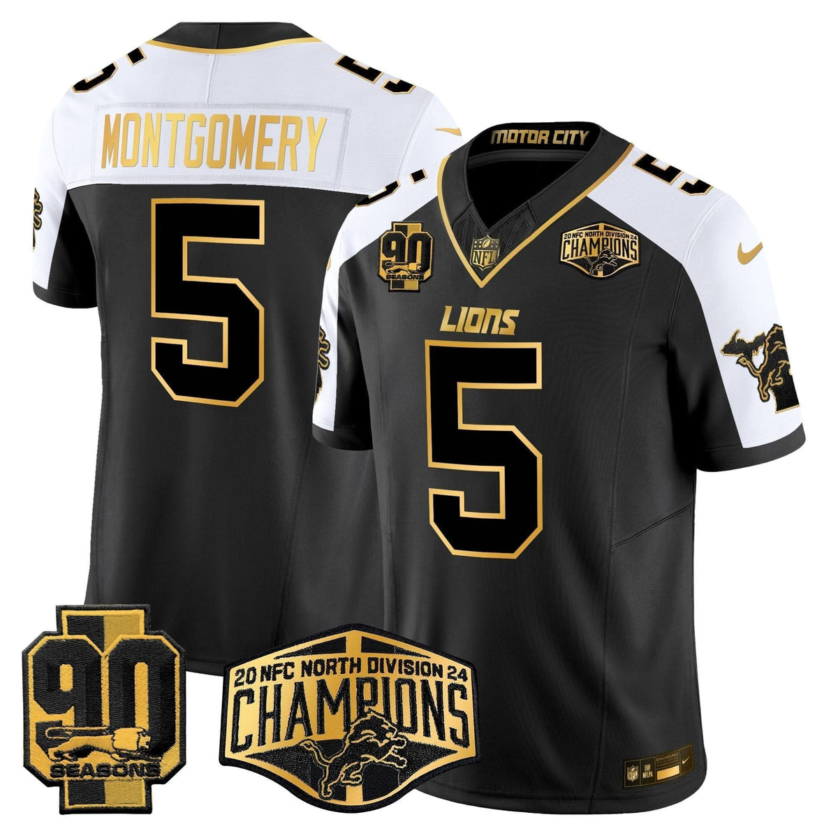 DET 2024 NFC North Division Champions Patch Gold Vapor Limited Jersey - image 4