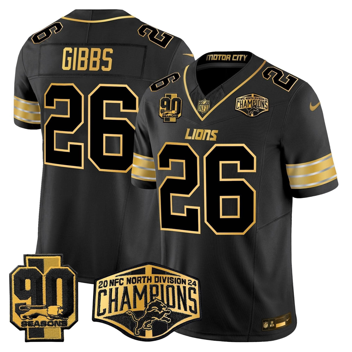 DET 2024 NFC North Division Champions Patch Gold Vapor Limited Jersey - image 23