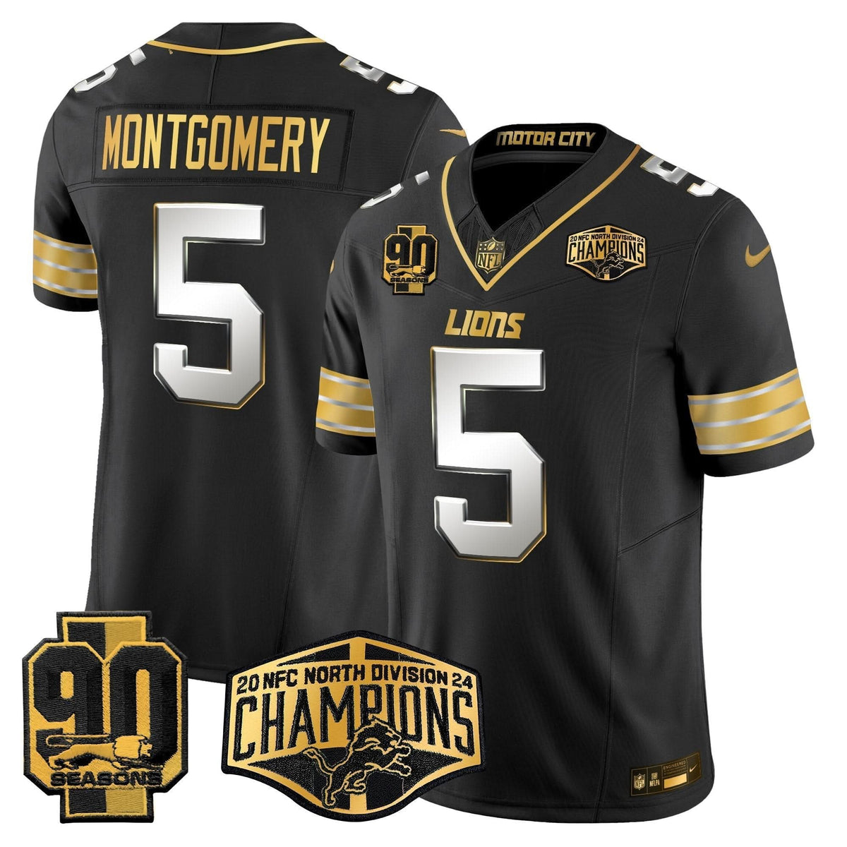 DET 2024 NFC North Division Champions Patch Gold Vapor Limited Jersey - image 28