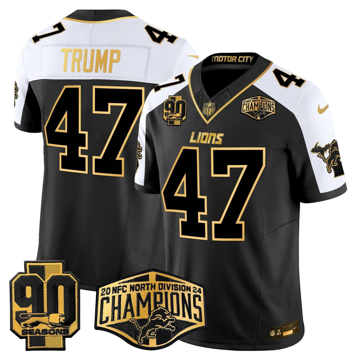 DET 2024 NFC North Division Champions Patch Gold Vapor Limited Jersey - image 8