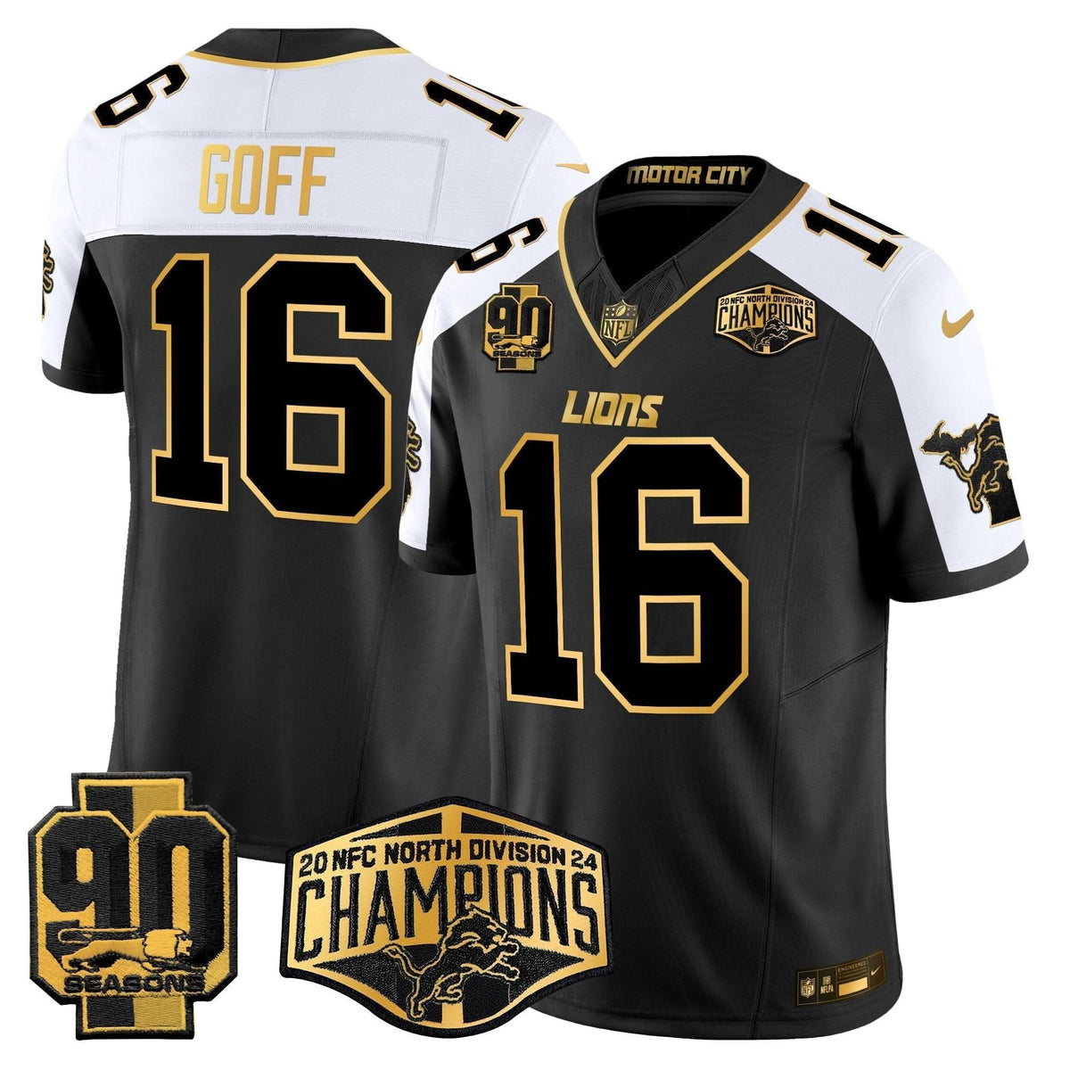 DET 2024 NFC North Division Champions Patch Gold Vapor Limited Jersey - image 1