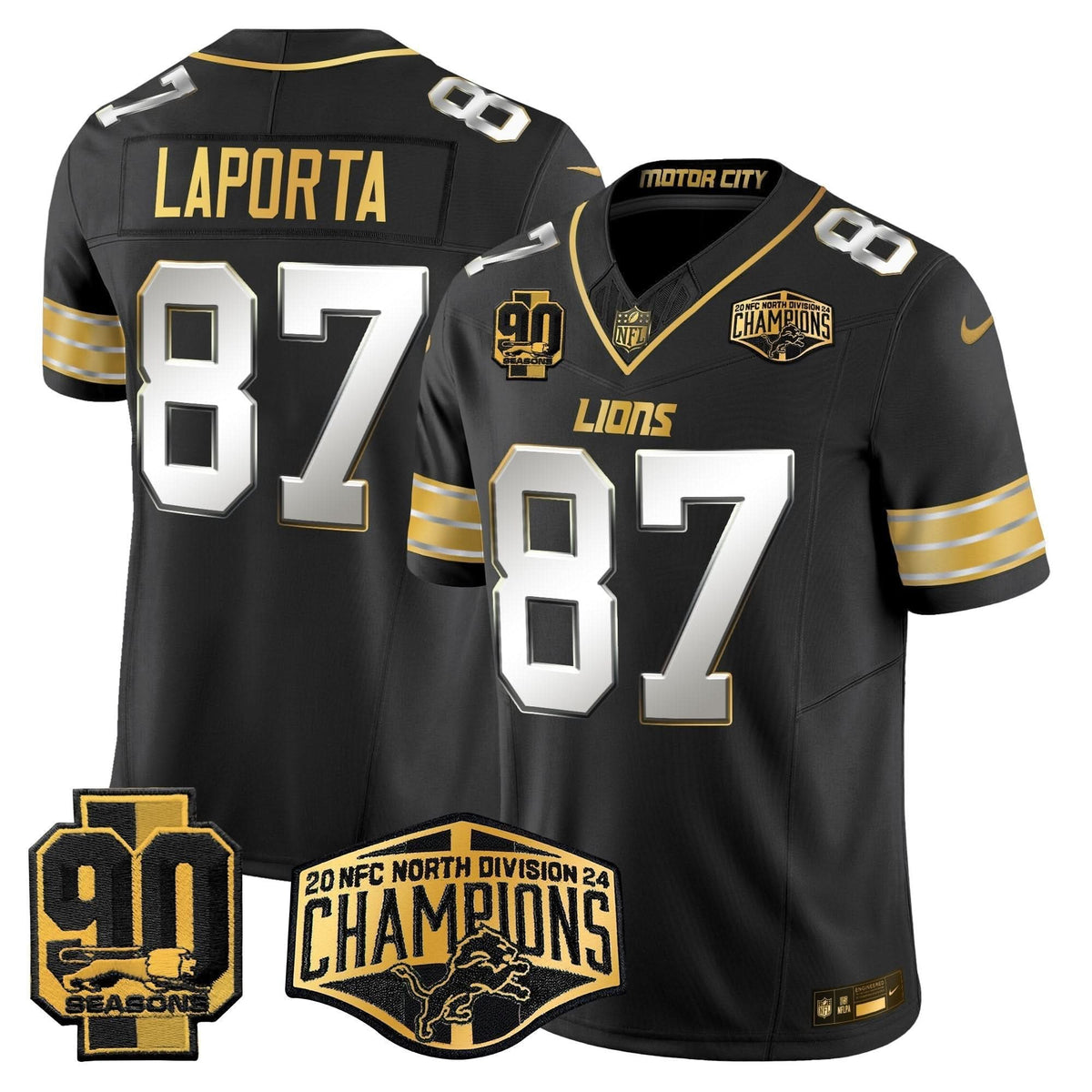 DET 2024 NFC North Division Champions Patch Gold Vapor Limited Jersey - image 30