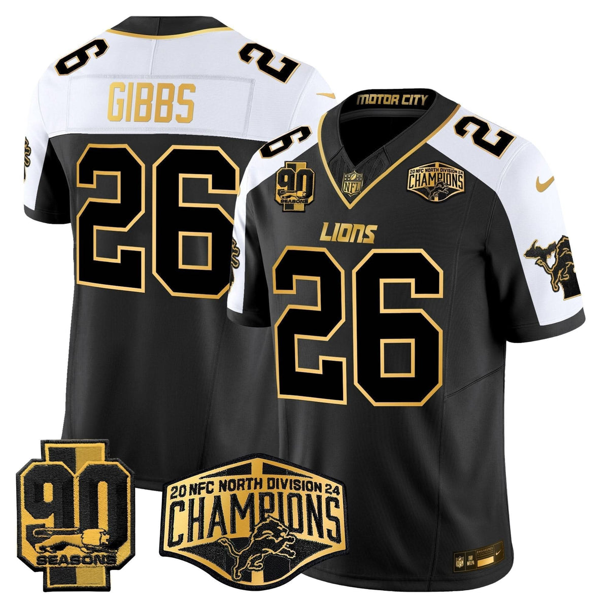 DET 2024 NFC North Division Champions Patch Gold Vapor Limited Jersey - image 7