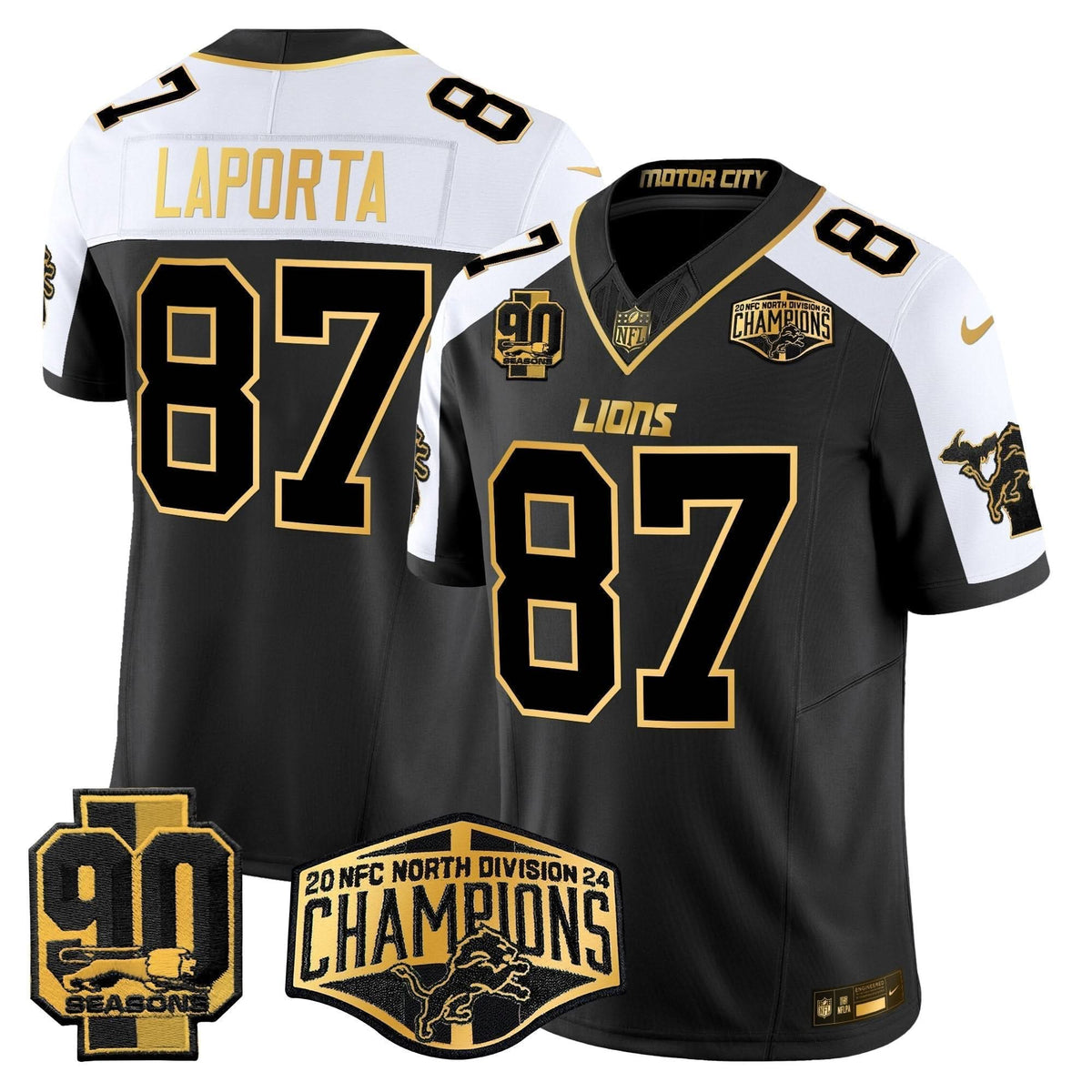 DET 2024 NFC North Division Champions Patch Gold Vapor Limited Jersey - image 6
