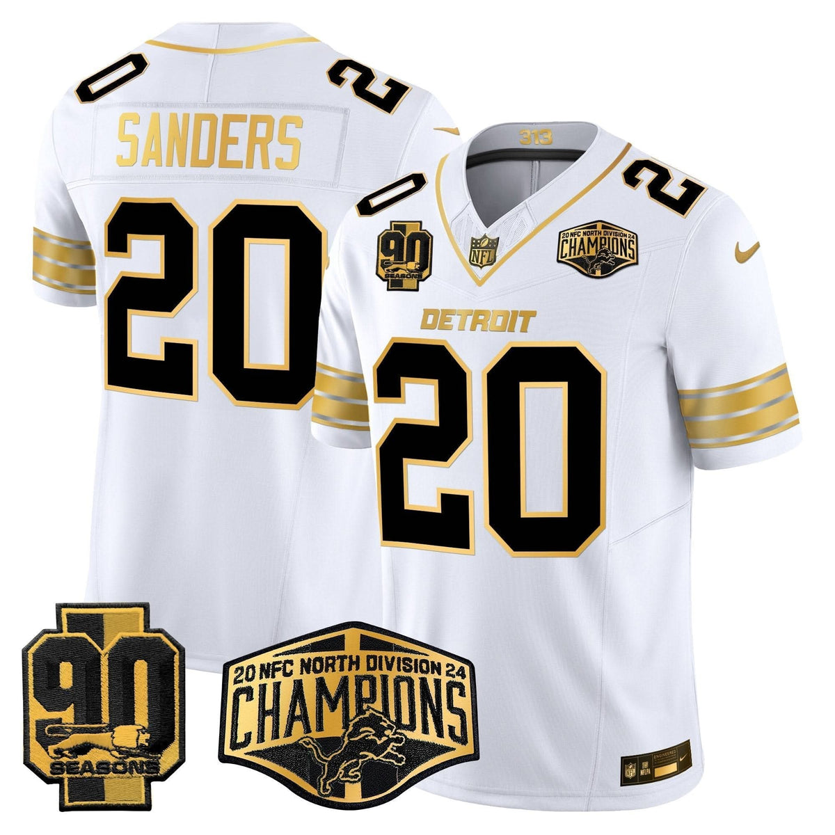 DET 2024 NFC North Division Champions Patch Gold Vapor Limited Jersey - image 13