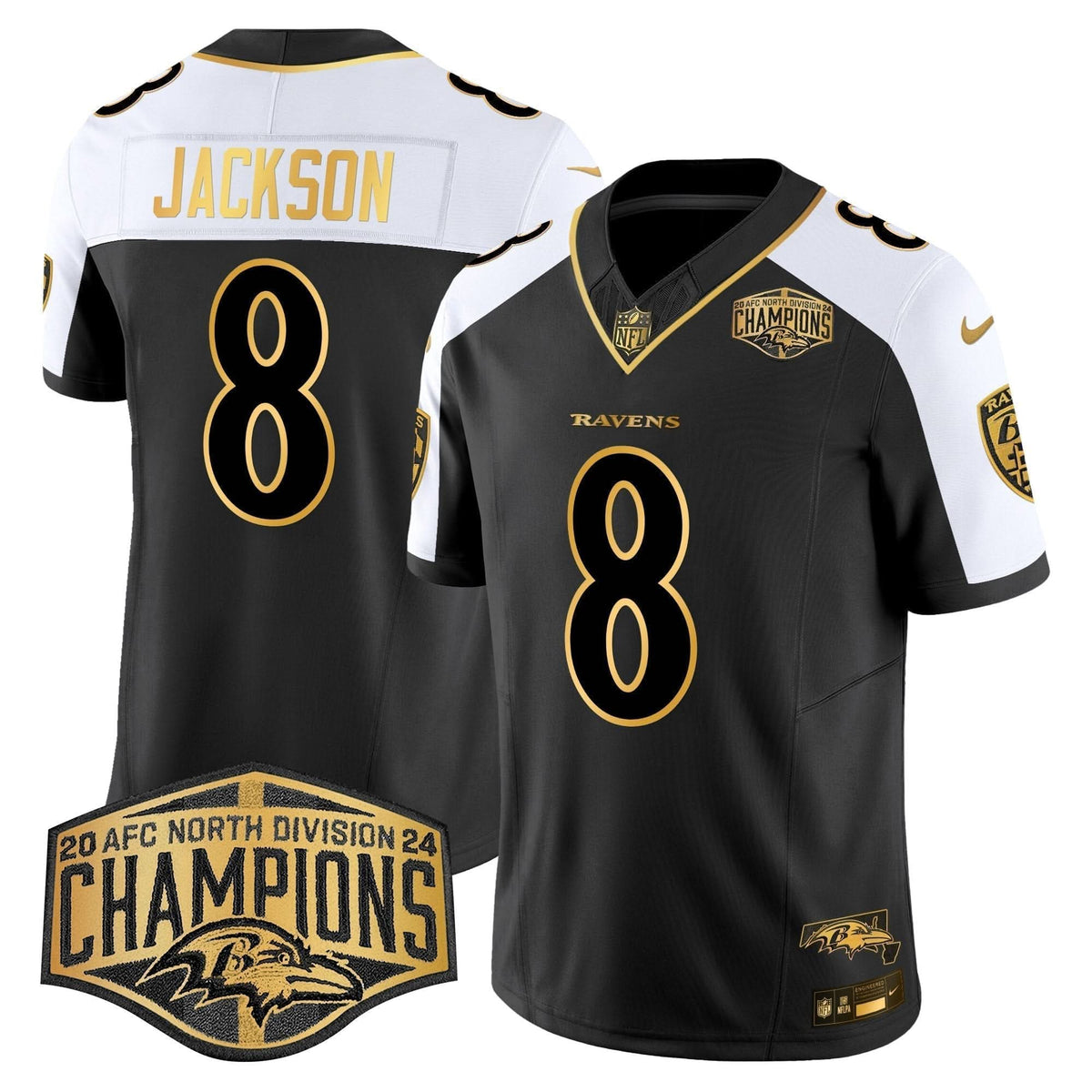BAL Maryland Flag Map 2024 AFC North Division Champions Patch Gold Vapor Limited Jersey - image 10