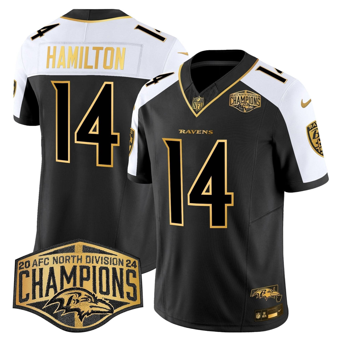 BAL Maryland Flag Map 2024 AFC North Division Champions Patch Gold Vapor Limited Jersey - image 12