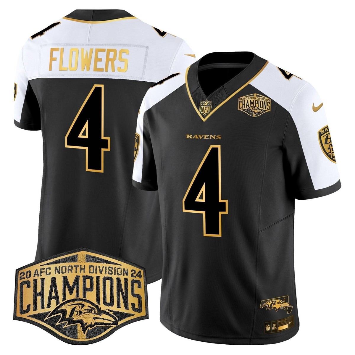 BAL Maryland Flag Map 2024 AFC North Division Champions Patch Gold Vapor Limited Jersey - image 15