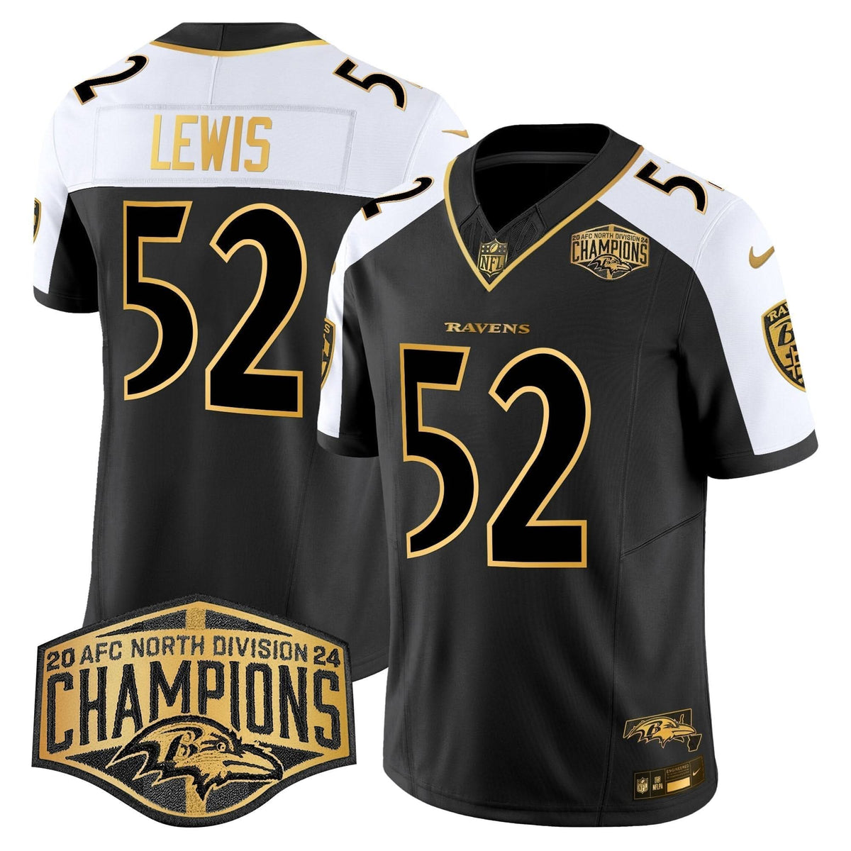 BAL Maryland Flag Map 2024 AFC North Division Champions Patch Gold Vapor Limited Jersey - image 14