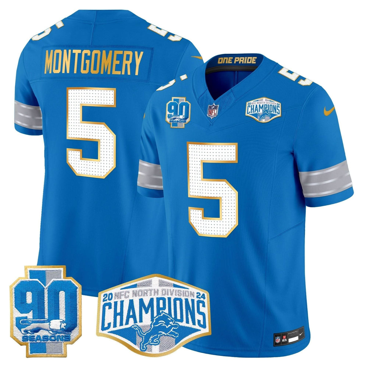 DET 2024 NFC North Division Champions Patch Gold Trim Vapor Limited Jersey - image 36