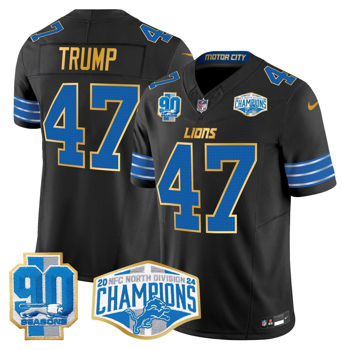 DET 2024 NFC North Division Champions Patch Gold Trim Vapor Limited Jersey - image 16