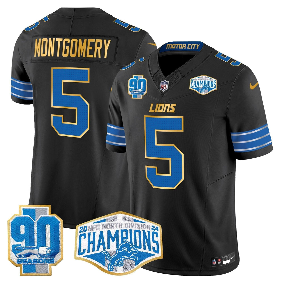 DET 2024 NFC North Division Champions Patch Gold Trim Vapor Limited Jersey - image 12