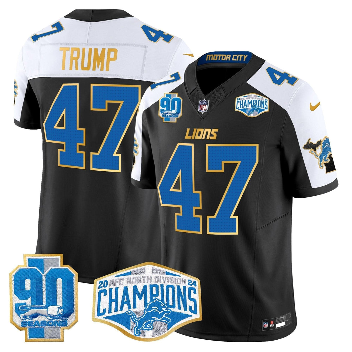 DET 2024 NFC North Division Champions Patch Gold Trim Vapor Limited Jersey - image 8