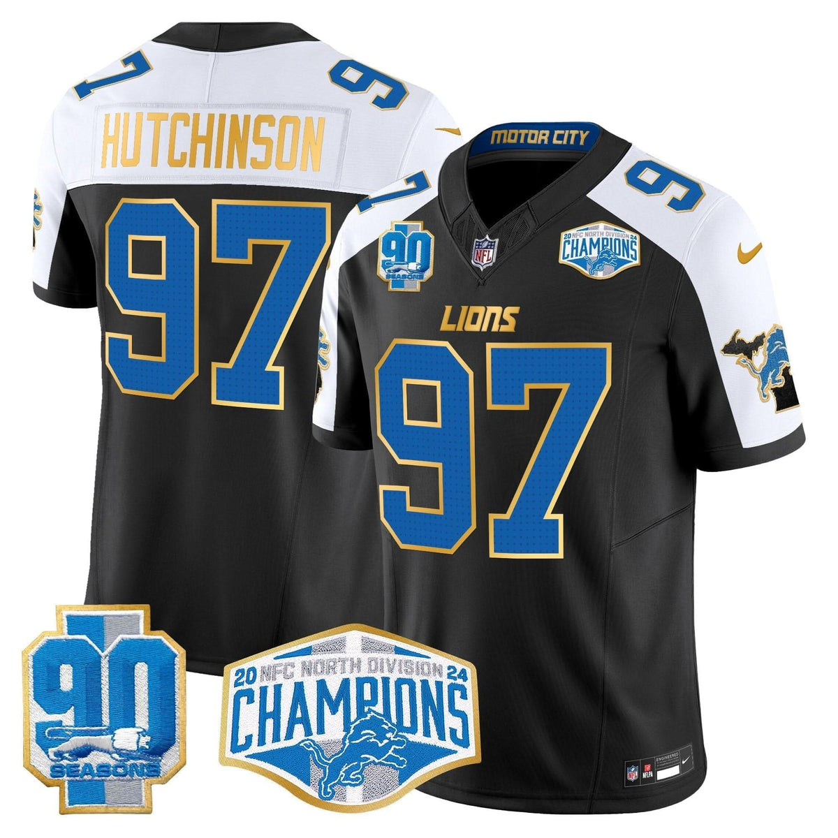 DET 2024 NFC North Division Champions Patch Gold Trim Vapor Limited Jersey - image 2
