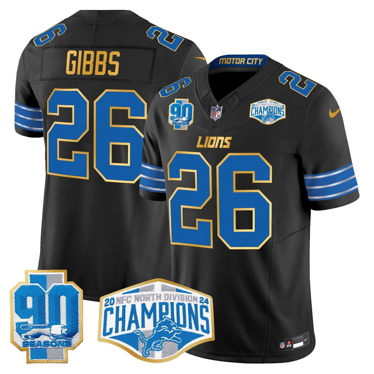 DET 2024 NFC North Division Champions Patch Gold Trim Vapor Limited Jersey - image 15