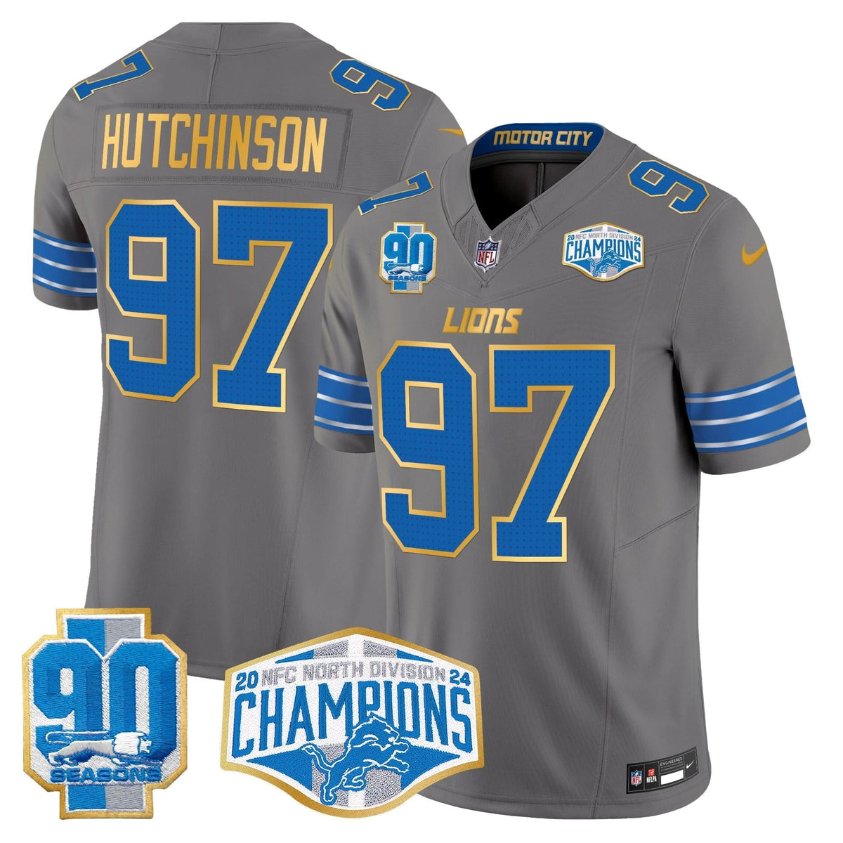 DET 2024 NFC North Division Champions Patch Gold Trim Vapor Limited Jersey - image 90