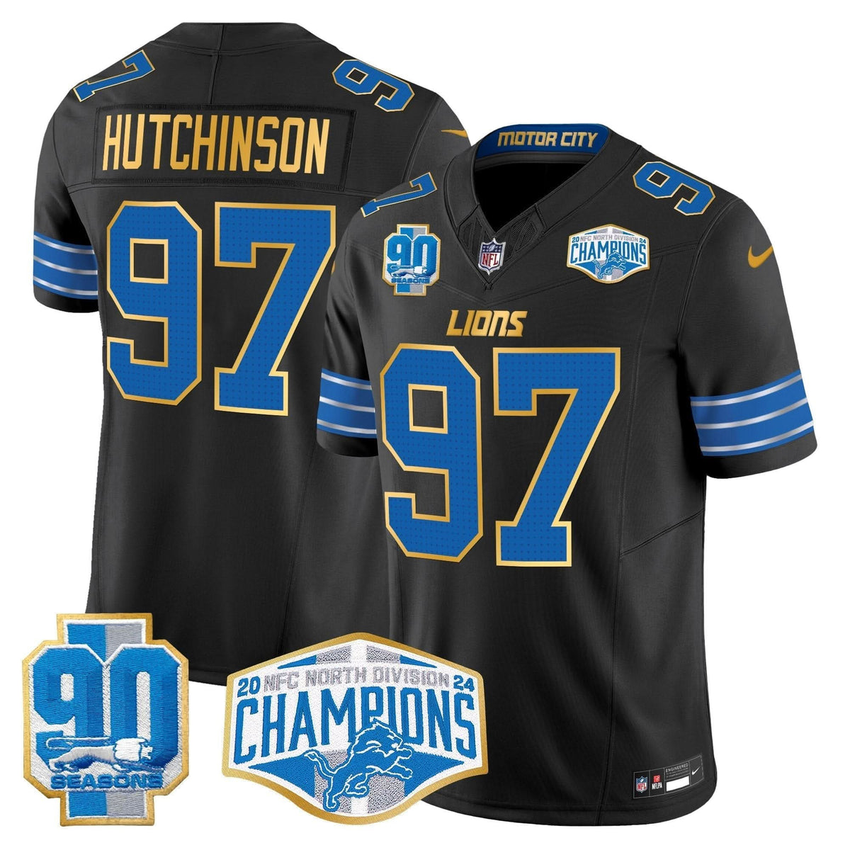 DET 2024 NFC North Division Champions Patch Gold Trim Vapor Limited Jersey - image 10