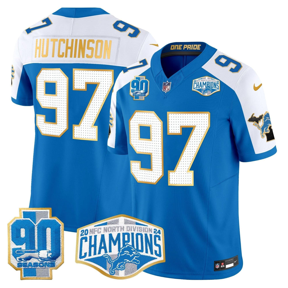 DET 2024 NFC North Division Champions Patch Gold Trim Vapor Limited Jersey - image 18