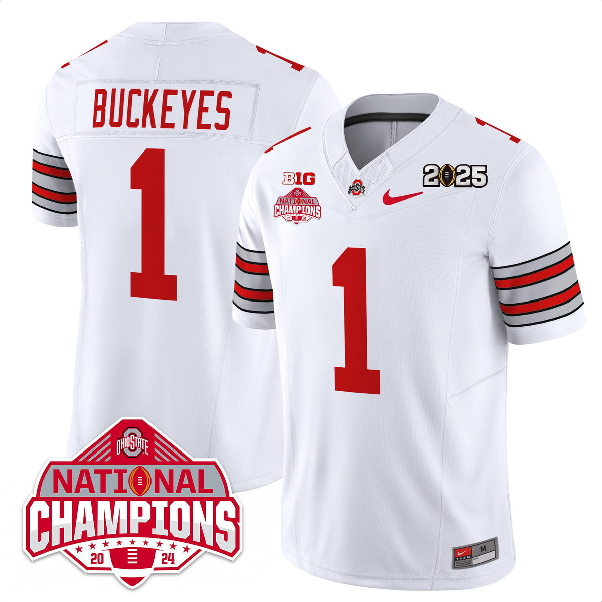 Men's Ohio State Buckeyes 'Heritage Stripe' 2025 CFP Patch - National Champions Jersey - All Stitched - image 9