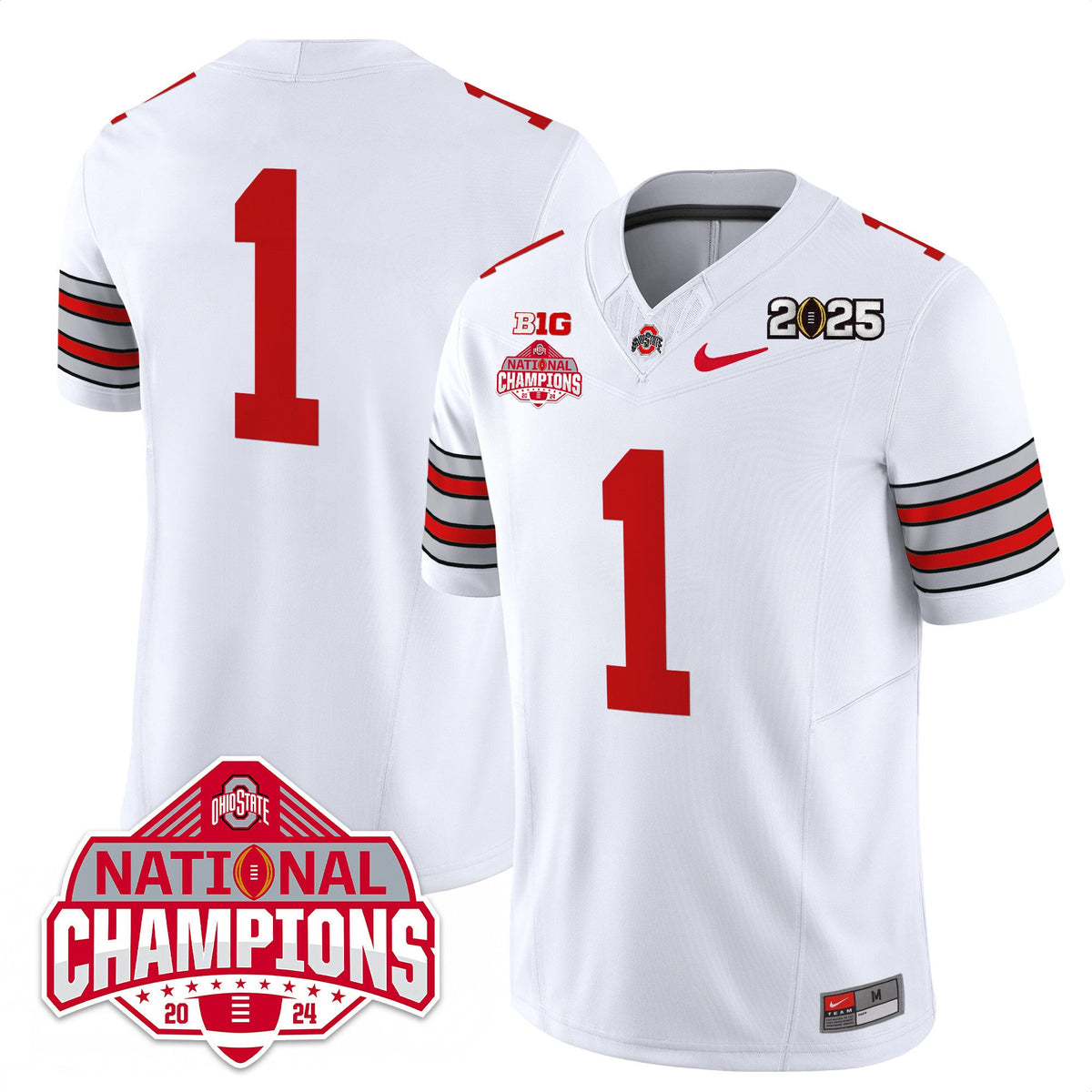 Men's Ohio State Buckeyes 'Heritage Stripe' 2025 CFP Patch - National Champions Jersey - All Stitched - image 2